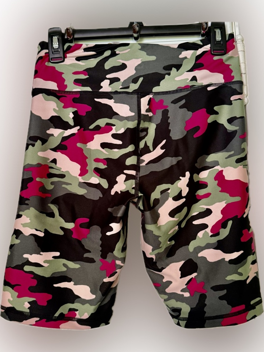 DKNY Pink Green Black Camo Performance Bike Shorts